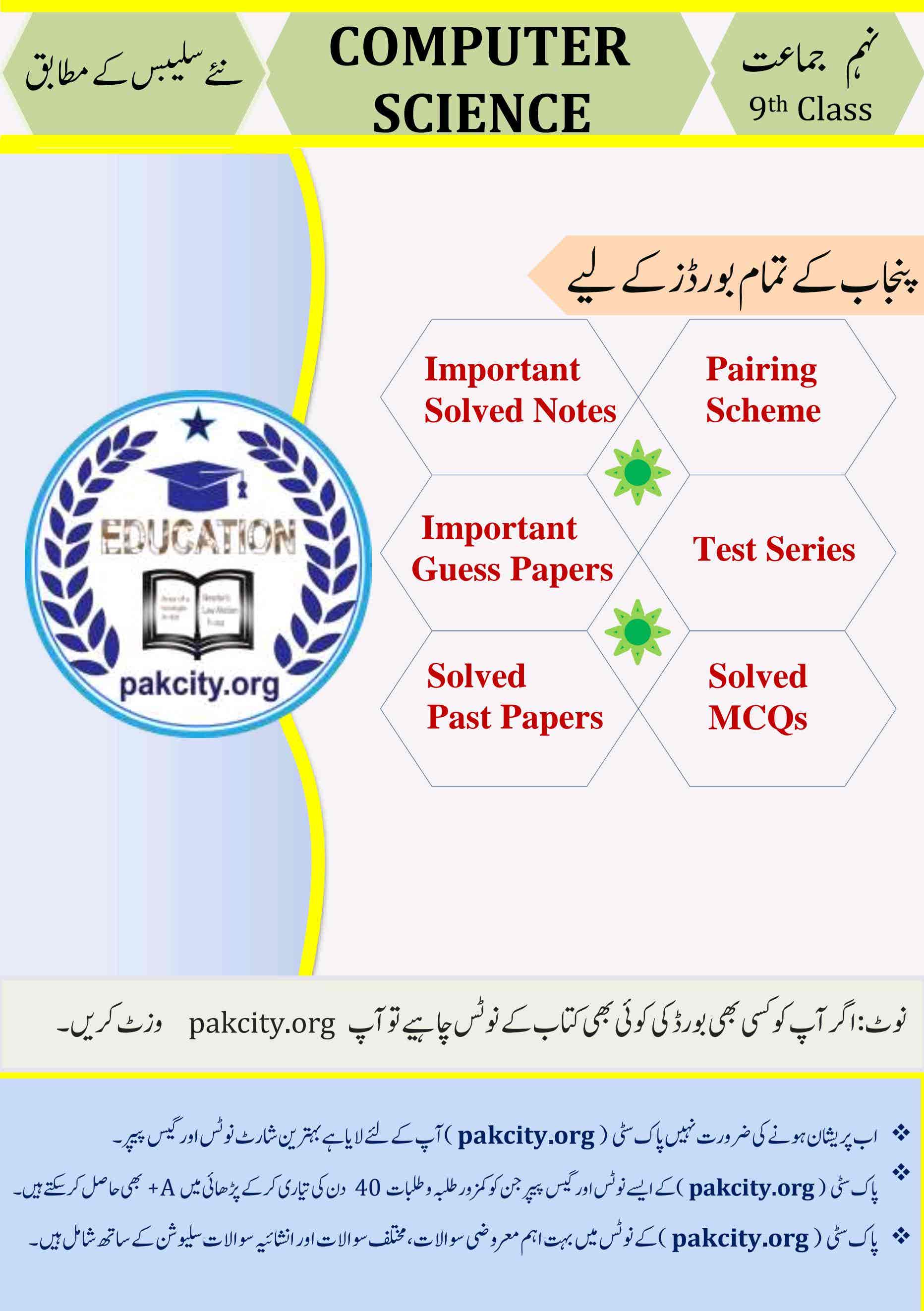 Computer Science English Medium Class 9 Punjab Board