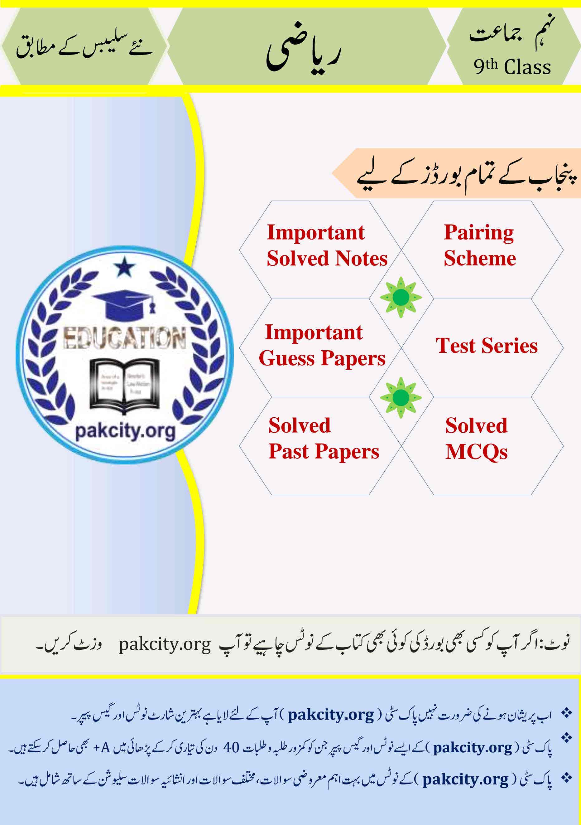 Mathematics Urdu Medium for Class 9 Punjab Board